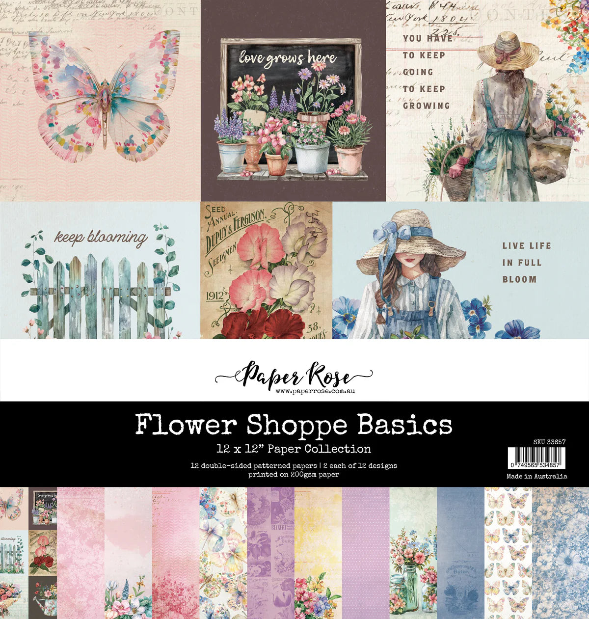 Paper Rose Studio Flower Shoppe Basics 12x12 Paper Collection